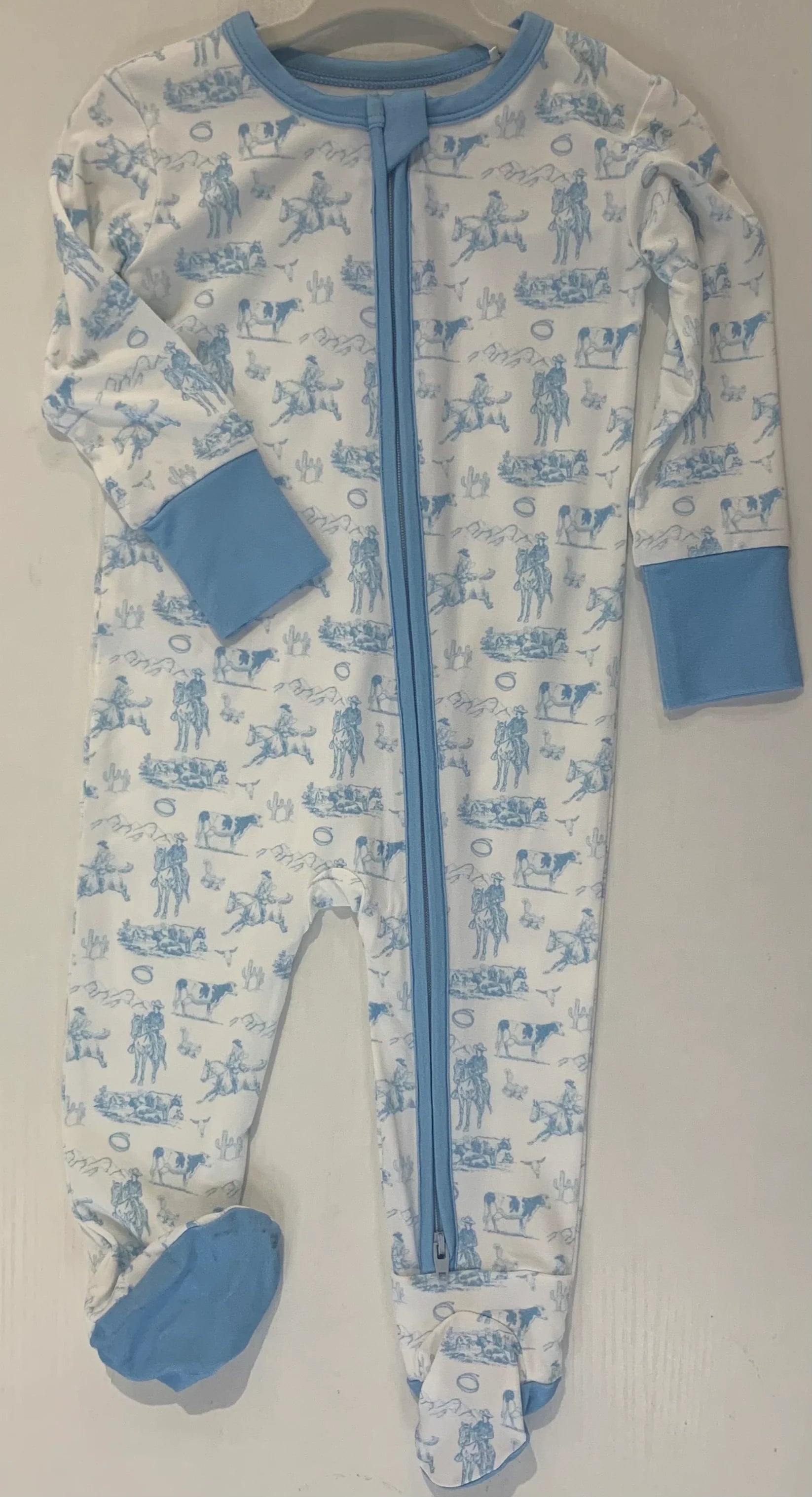 Western Footie Romper | Blue