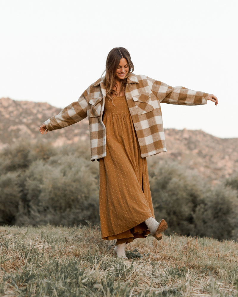 Women's Shearling Chore Coat - Brass Checker