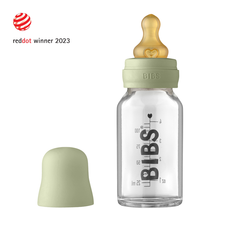 BIBS Baby Glass Bottle Complete Set - 110ml | Sage