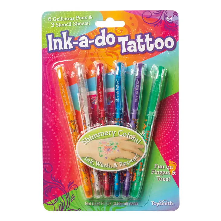Ink-A-Do Tattoo Pens, Set of 6 Gel Pens
