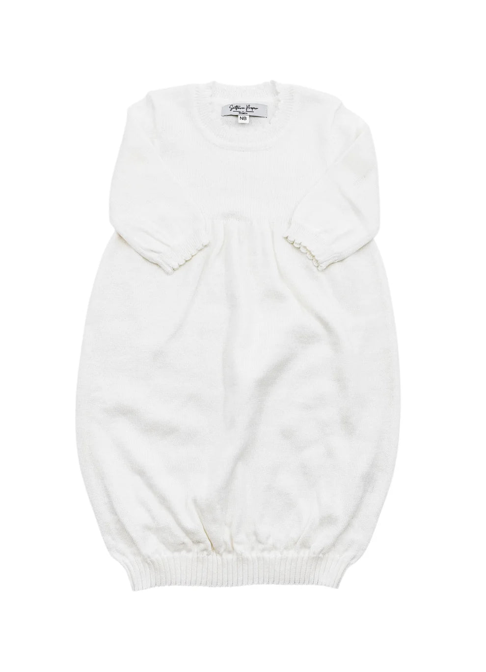 Knit Gown | Cream | Scalloped Edge