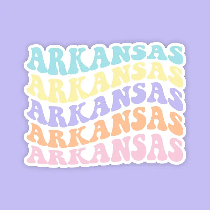 Arkansas Beachy State Name Sticker