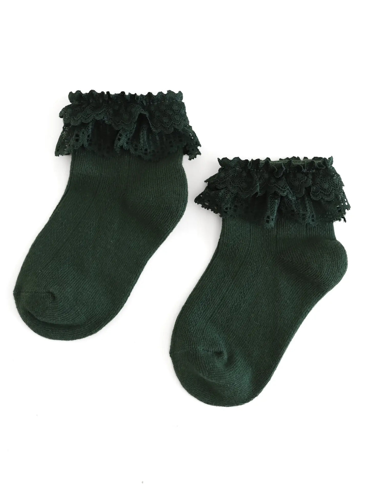 Lace Bobby Socks - Forest Green