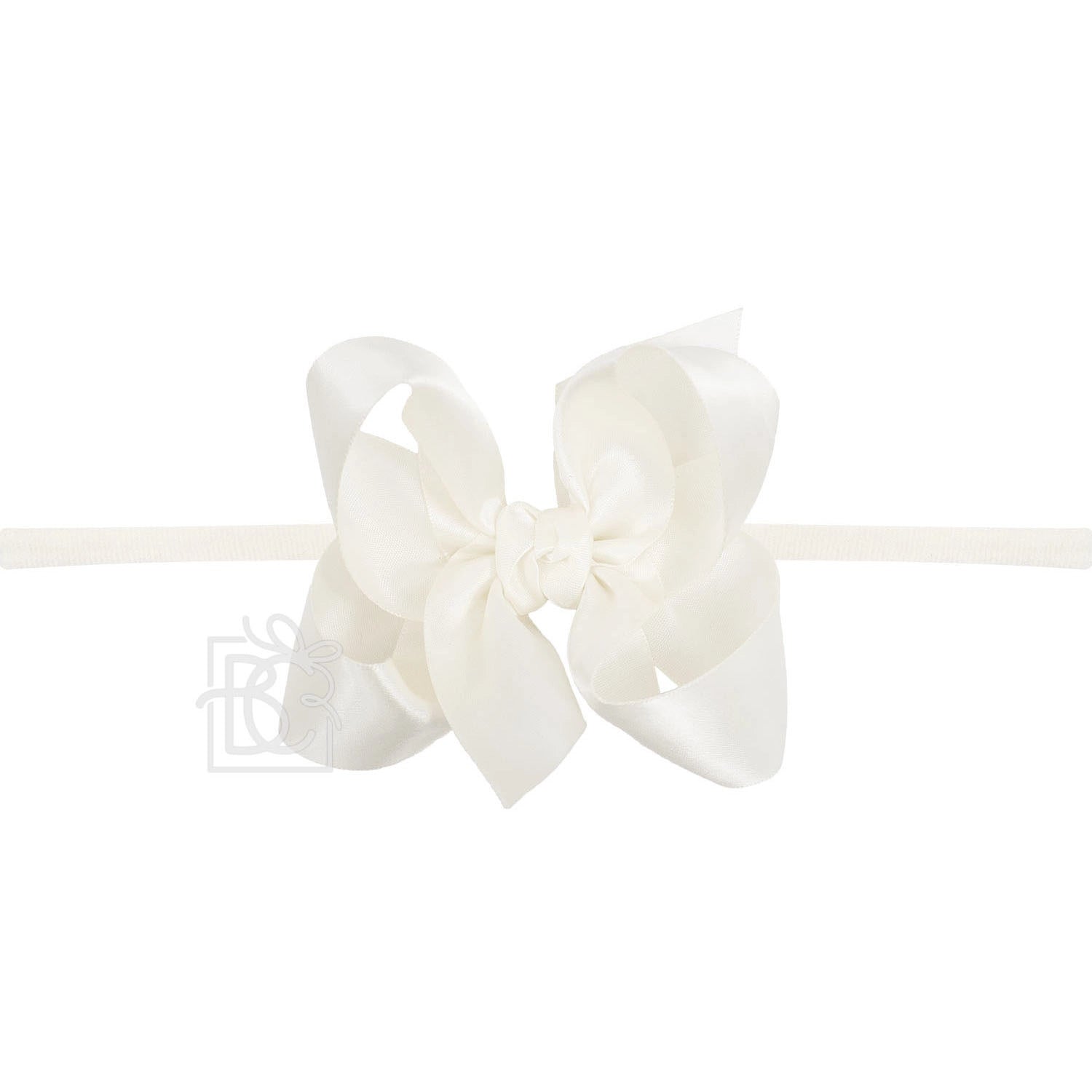 4.5" Satin Bow Headband | Antique White