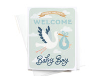 Special Delivery Welcome Baby Boy Greeting Card