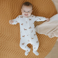 Beagle Print on Off-White Footed Sleeper