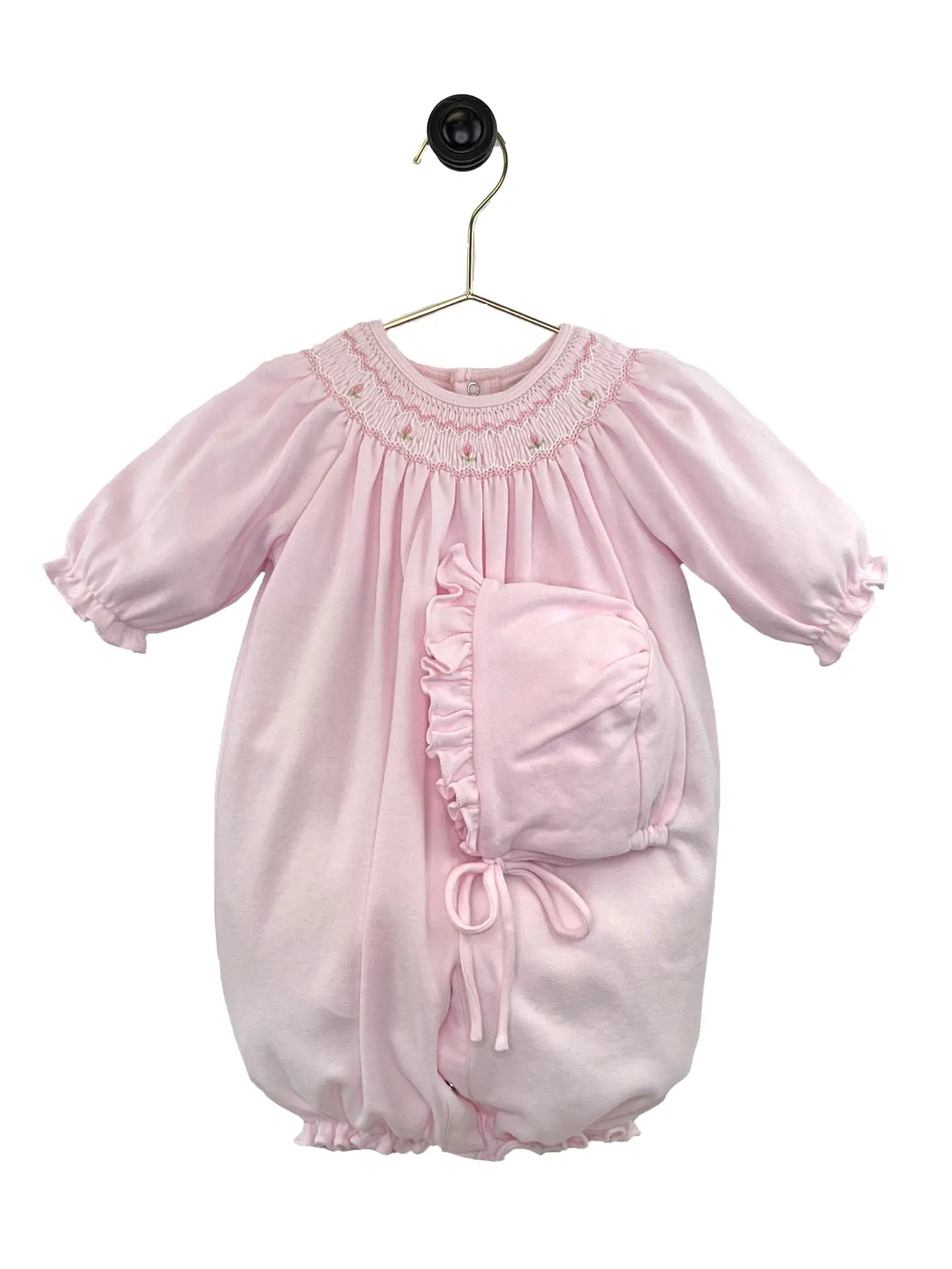 Bishop Smocked Knit Gown | Pink