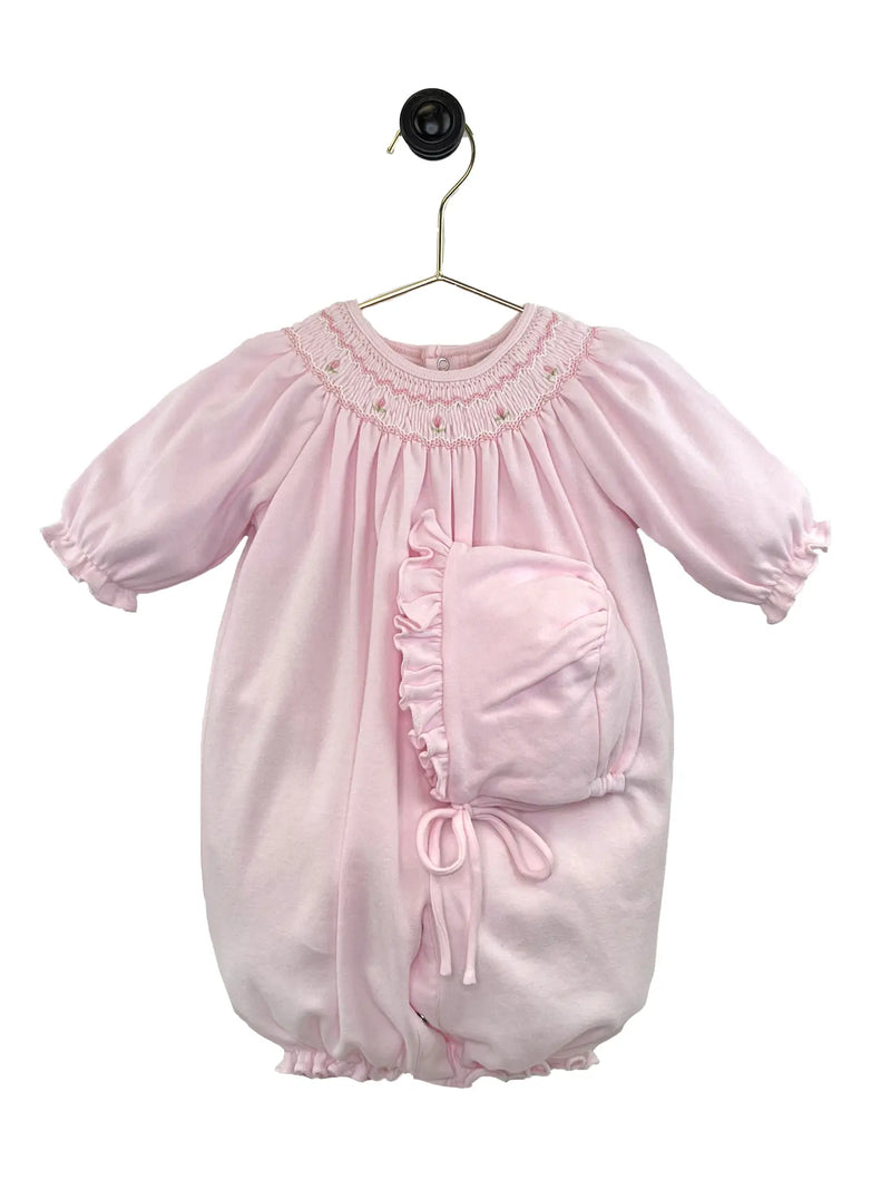 Bishop Smocked Knit Gown | Pink