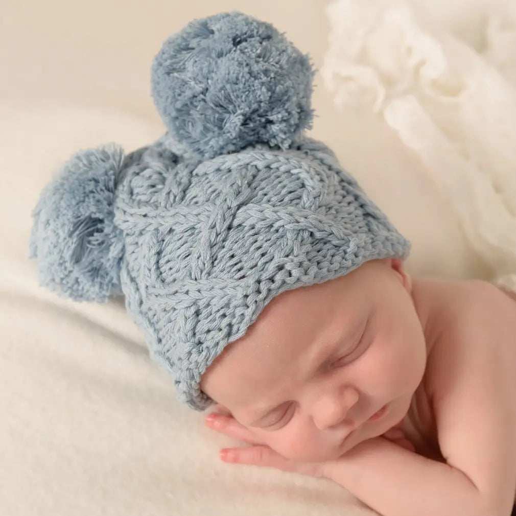 Newborn Pom Pom Beanie | Chambray