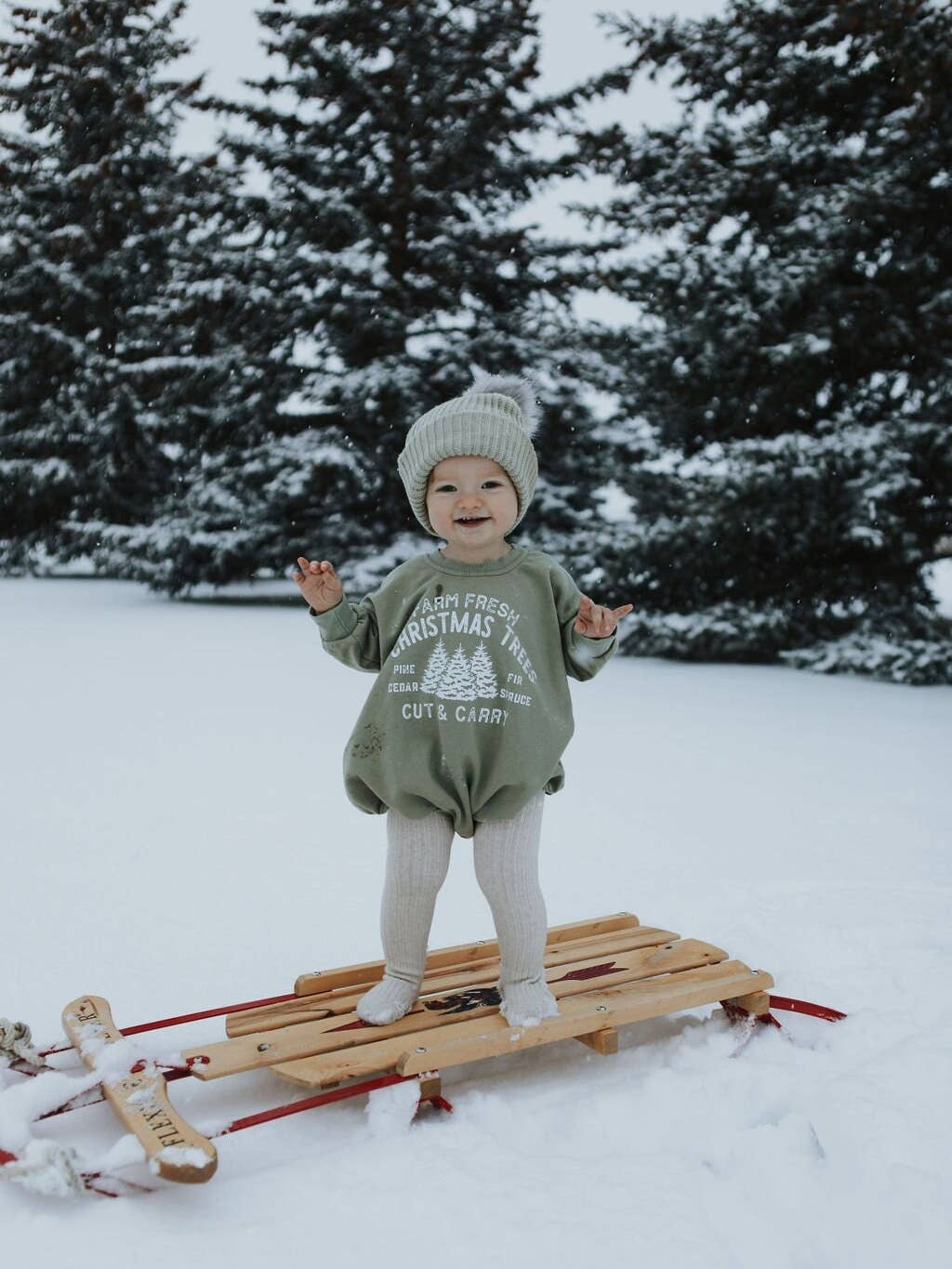 Farm Fresh Christmas Trees Oversized Sweatshirt Romper
