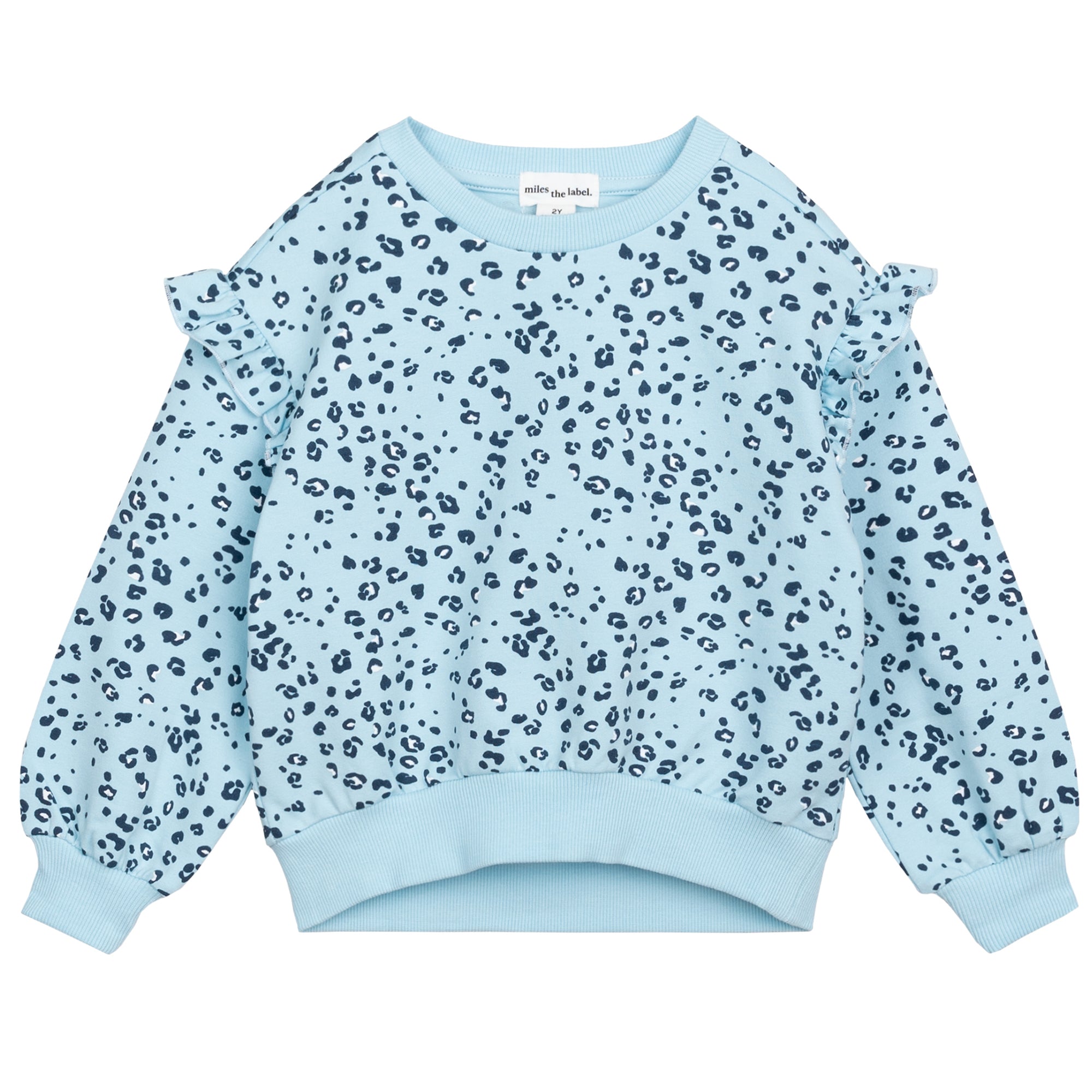 Leopard Ruffled Sweatshirt - Angel Blue