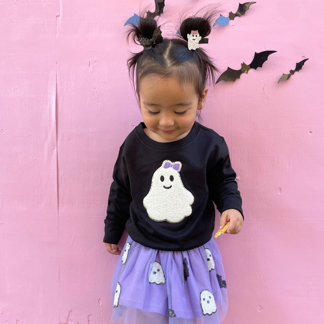 Girly Ghost Patch Halloween Sweatshirt