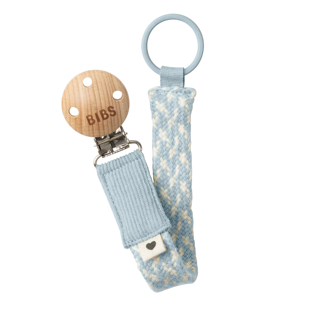 Pacifier Clip - Baby Blue/Ivory