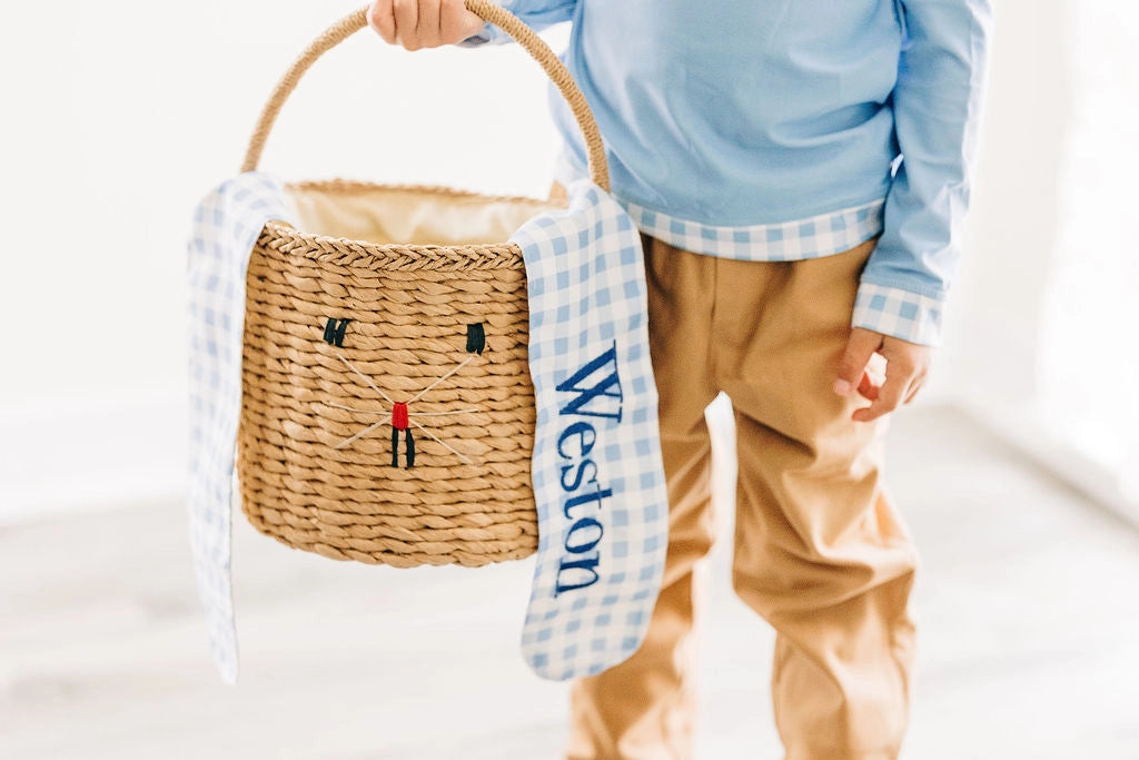Blue Gingham Easter Basket (Personalization Included)