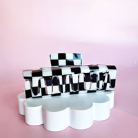 Black Checkered Claw Clip