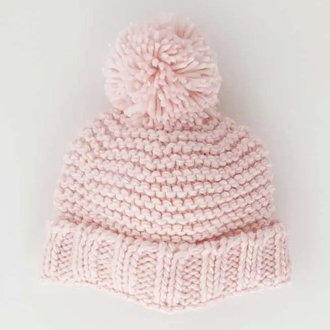 Blush Pink Garter Stitch Beanie