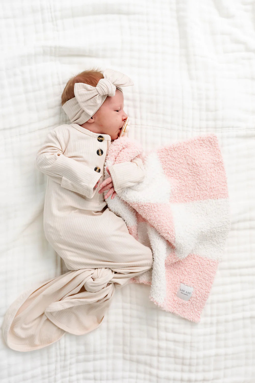 Chenille Lovey - Blush Check