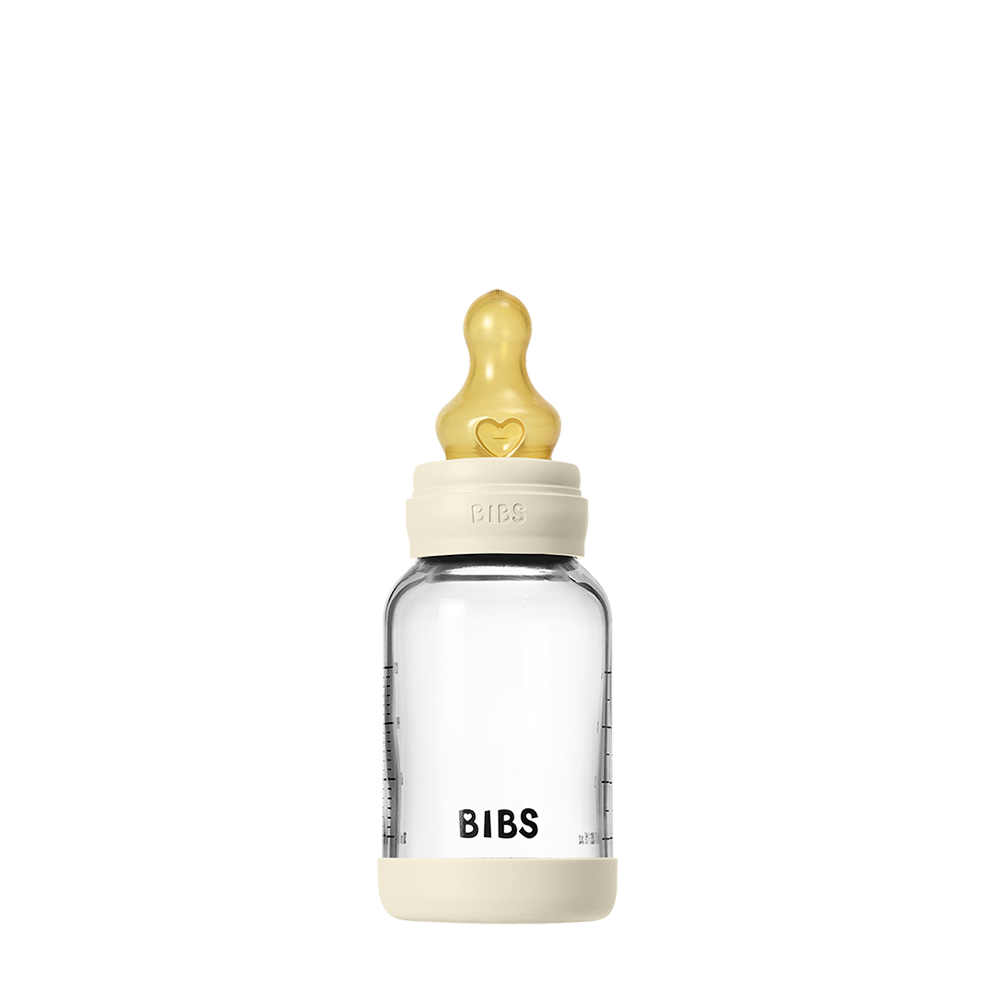 BIBS Baby Glass Bottle Complete Set - 4oz | Ivory