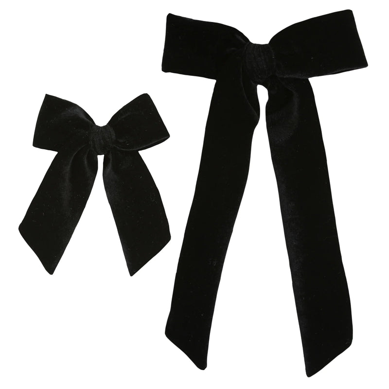 Velvet Sash - Black Bow Clip
