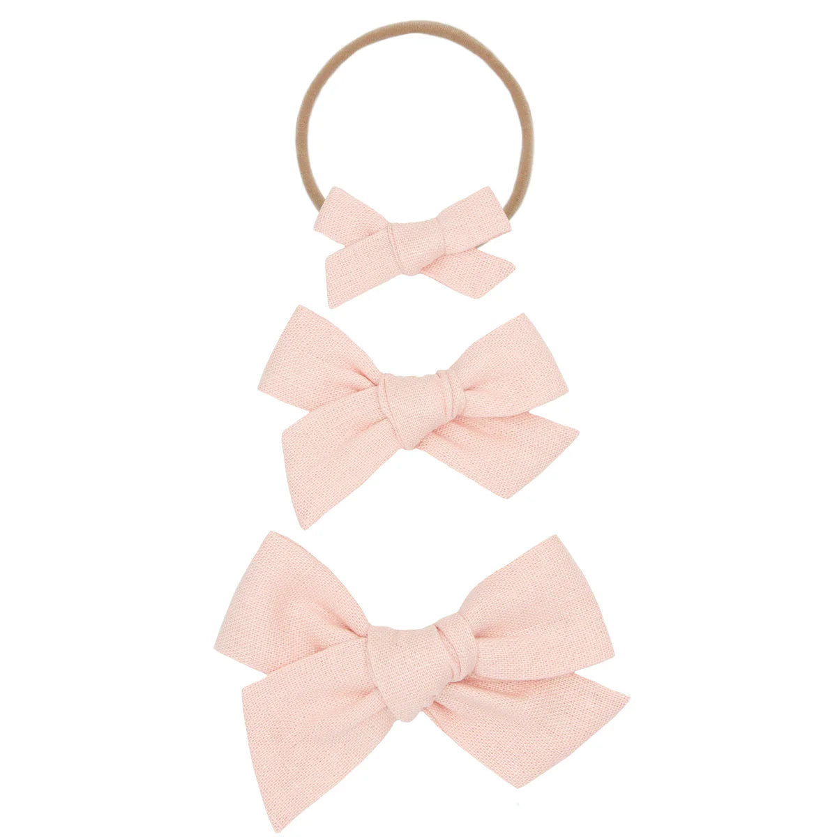 Linen Bow Nylon Headband - Ballet