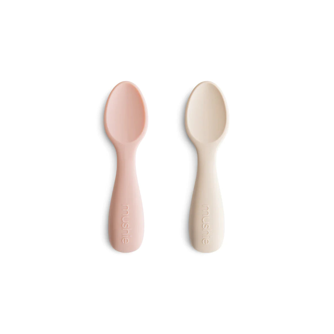 Silicone Toddler Starter Spoons 2-Pack | Blush/Shifting Sand