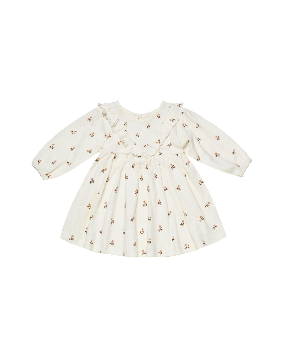 long sleeve ruffle v dress - rose fleur