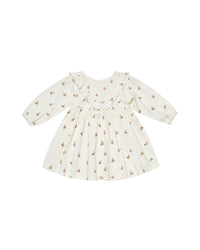 long sleeve ruffle v dress - rose fleur