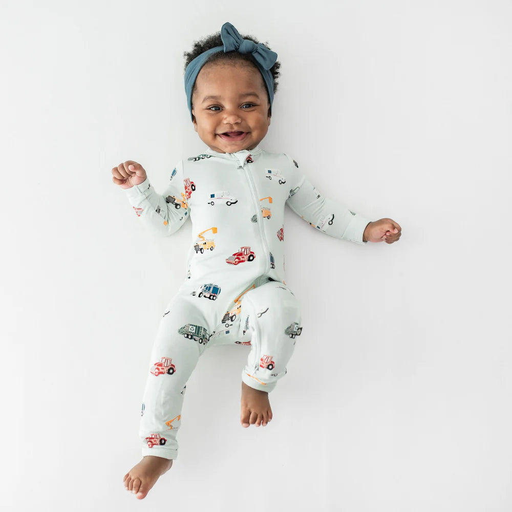 Zippered Romper || City Vehicles