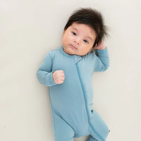 Zippered Romper - Dusty Blue