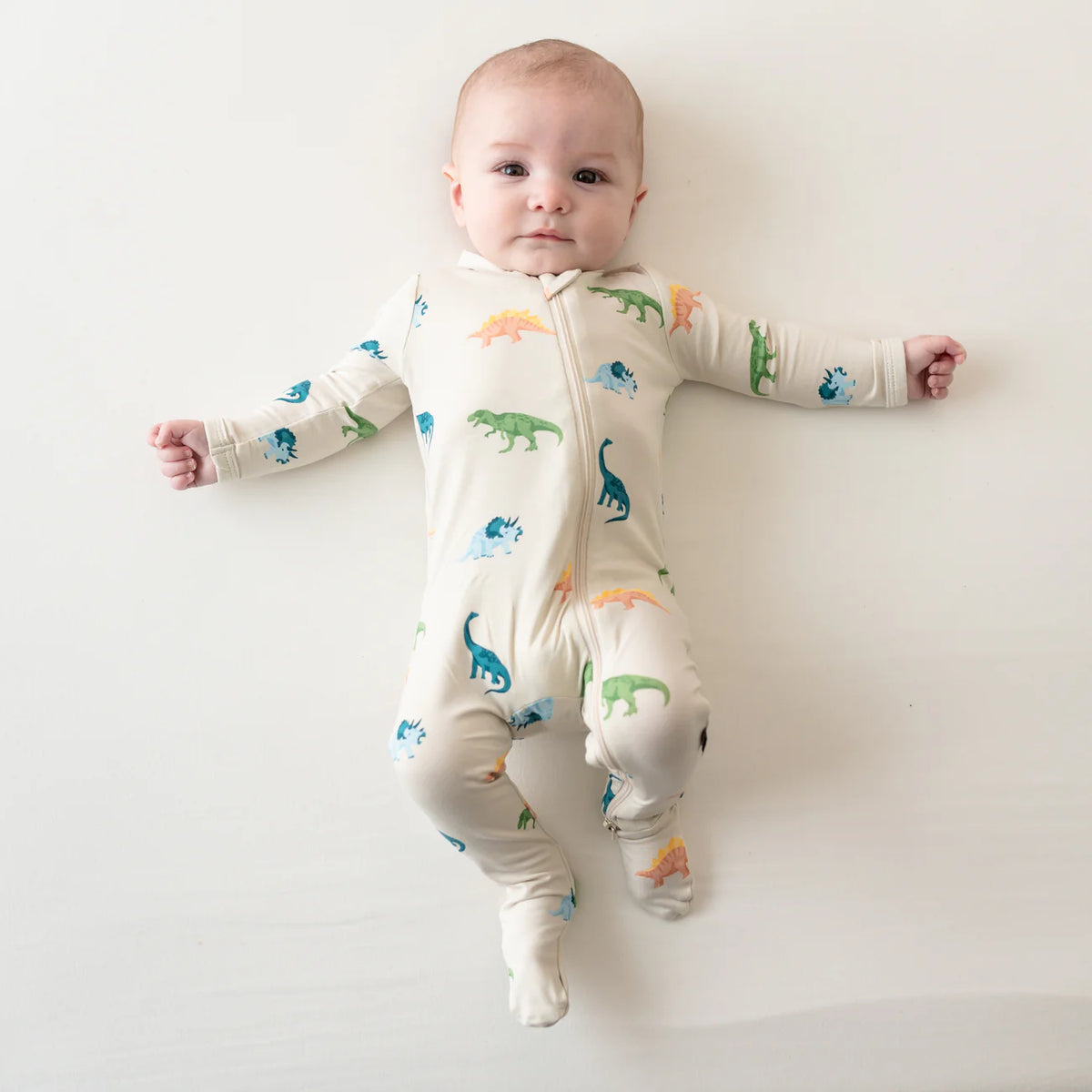 Zippered Footie - Ecru Roar