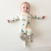 Zippered Footie - Ecru Roar