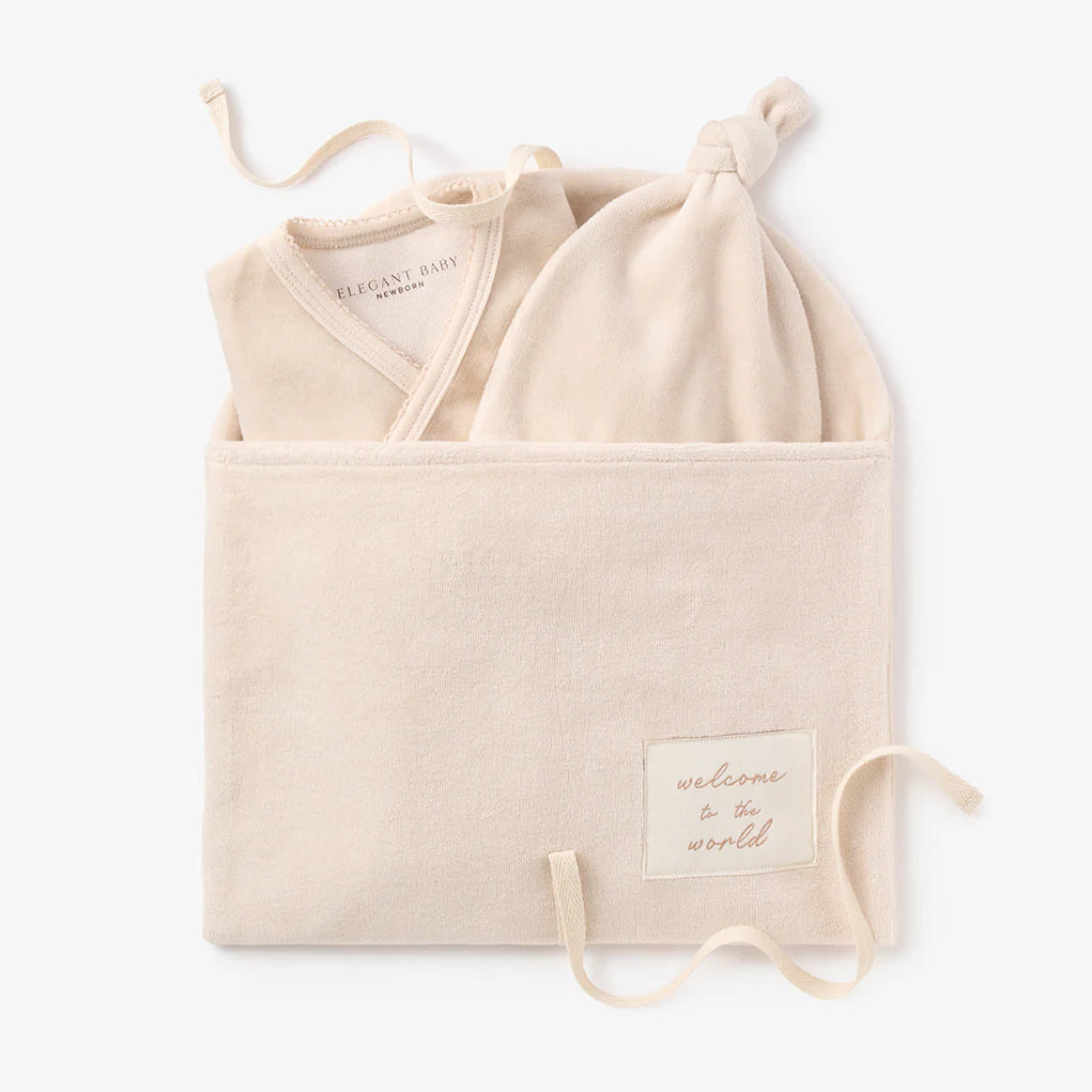 Taupe Velour Welcome to the World Set - NB