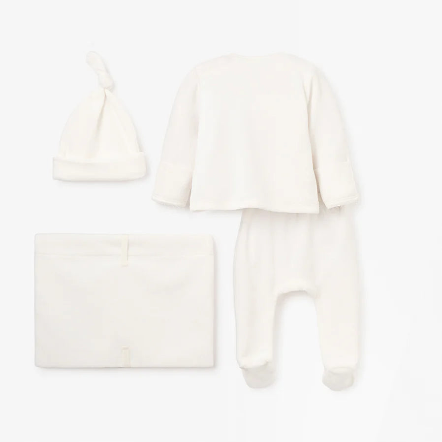 White Velour Welcome to the World Set - NB