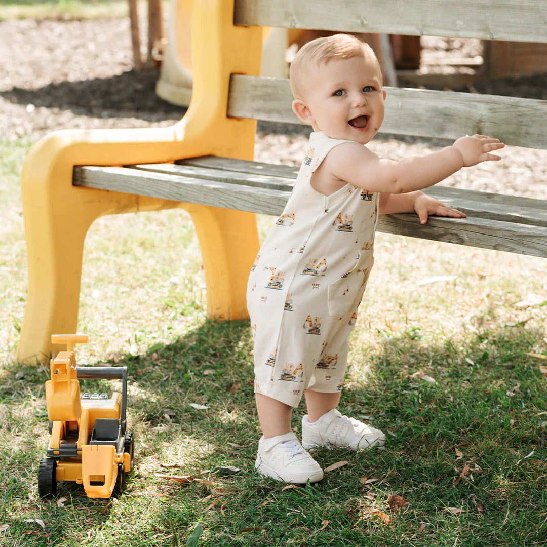 Diggers Print on Off-White Sleeveless Romper