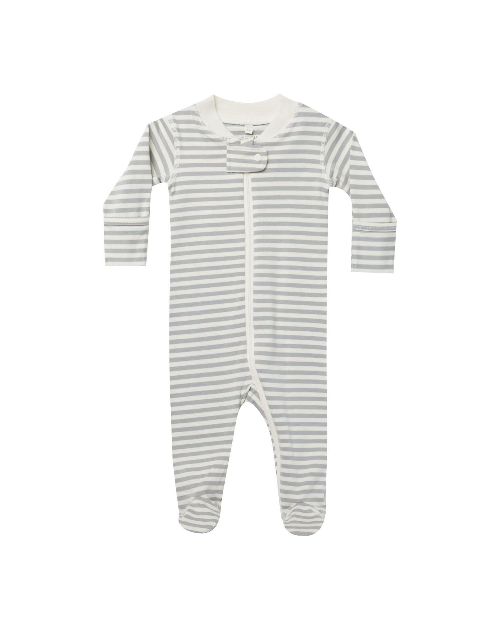 zip long sleeve sleeper footie - dusty blue stripe