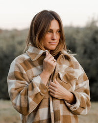 Women's Shearling Chore Coat - Brass Checker