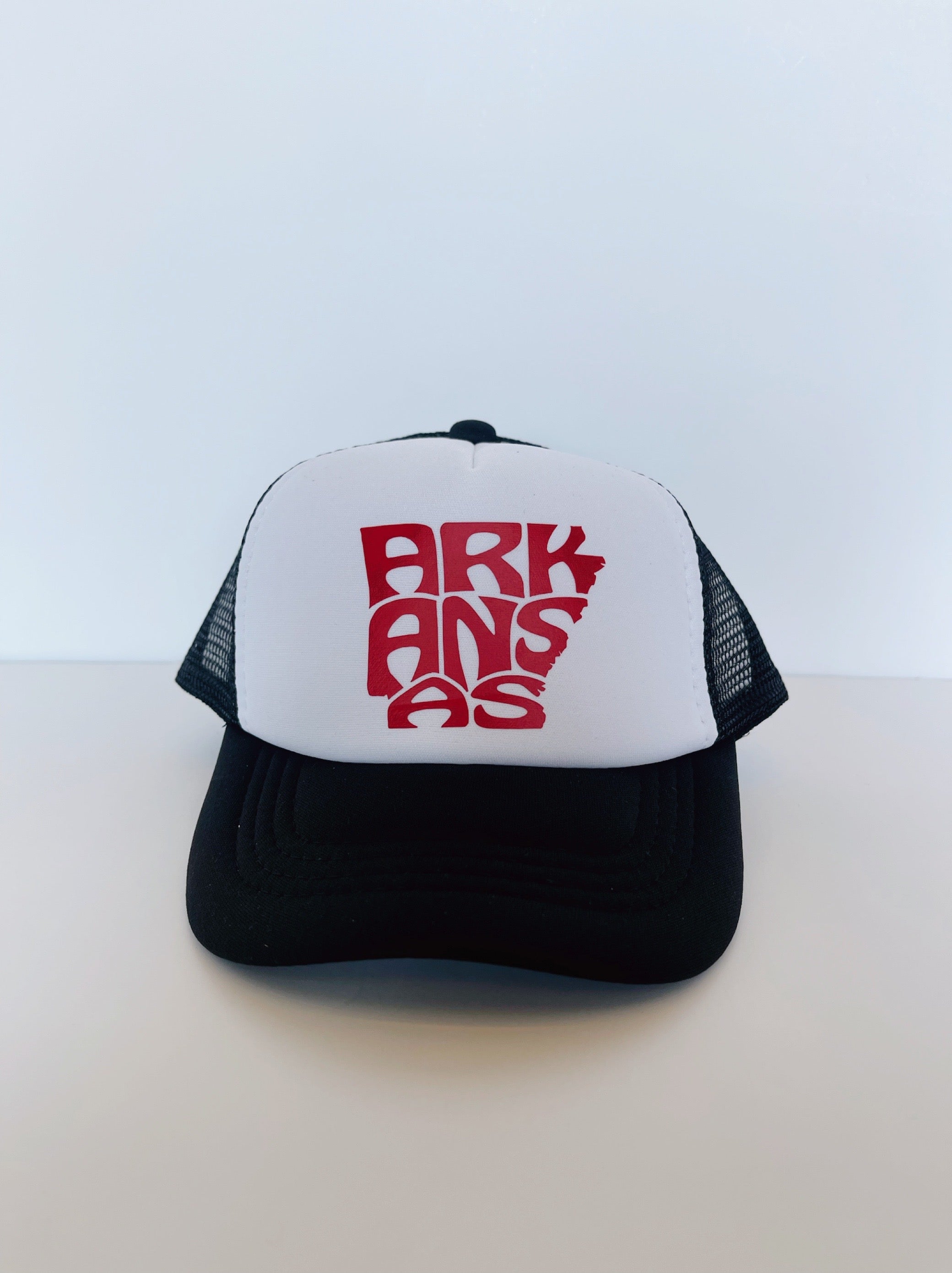 Arkansas State Hat - Red on Black/White