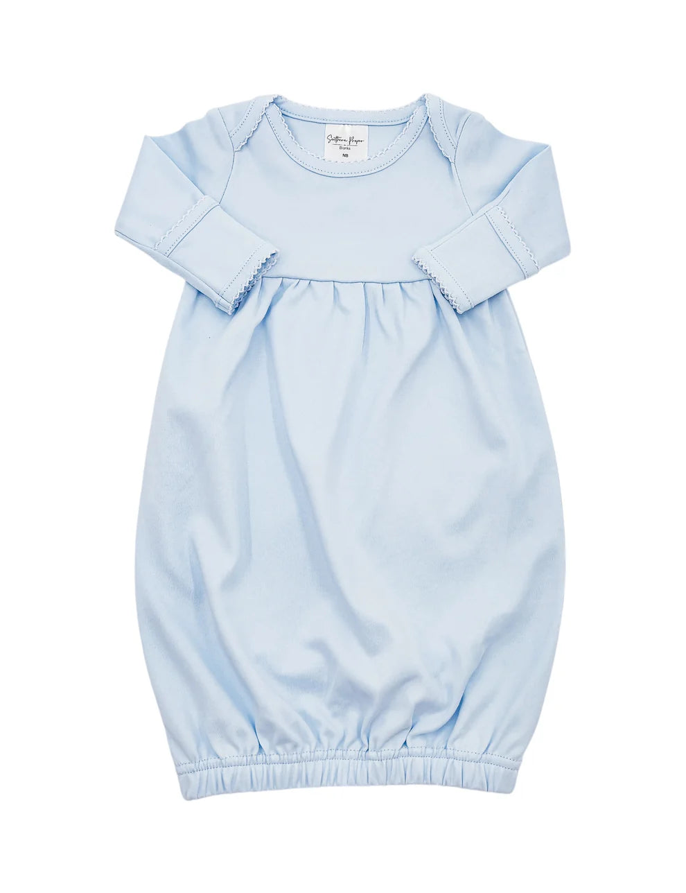 Gowns - Picot Trim | Blue w/ White