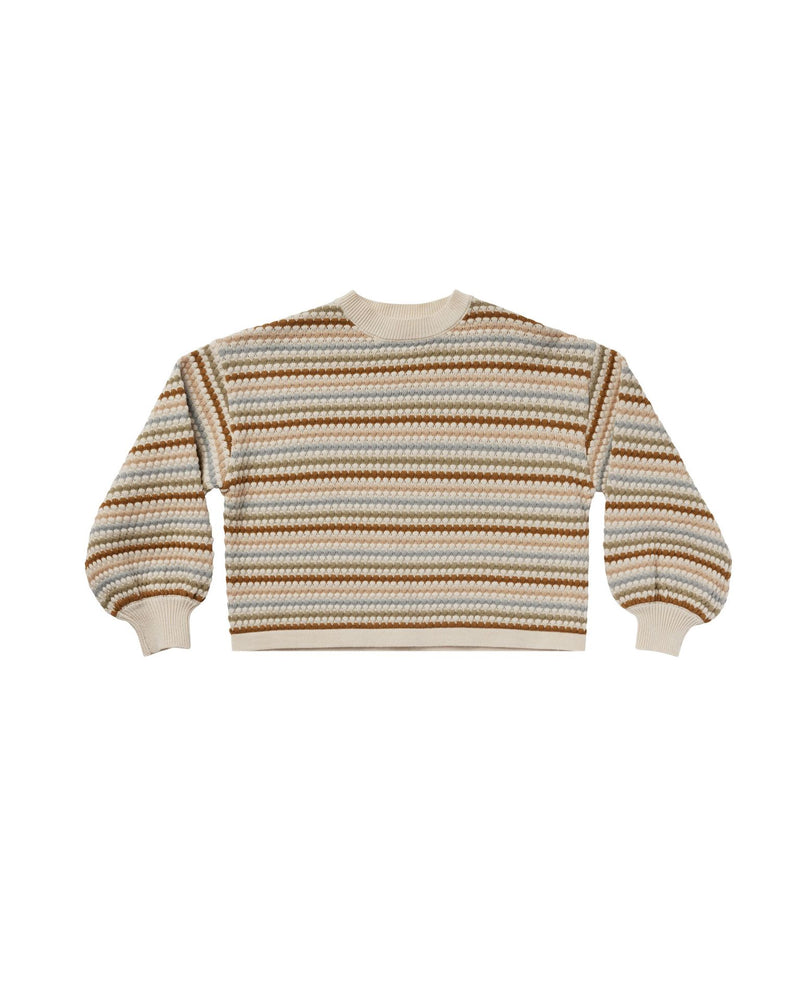 Boxy Crop Sweater - Honeycomb Stripe