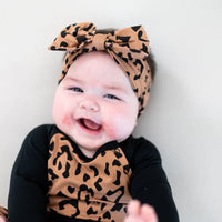 Bow Headband || Latte Leopard