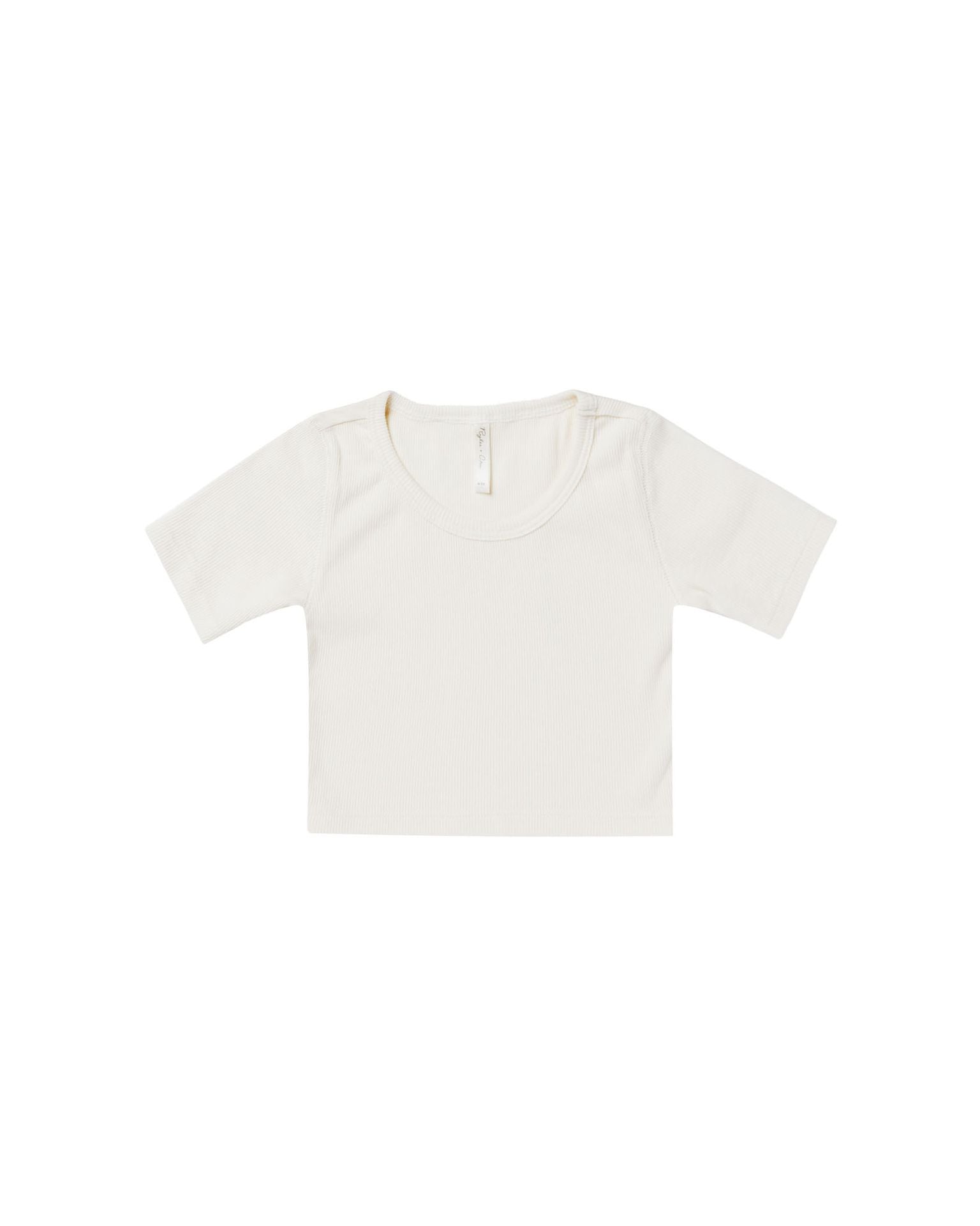 Ribbed Scoop Tee - Ivory