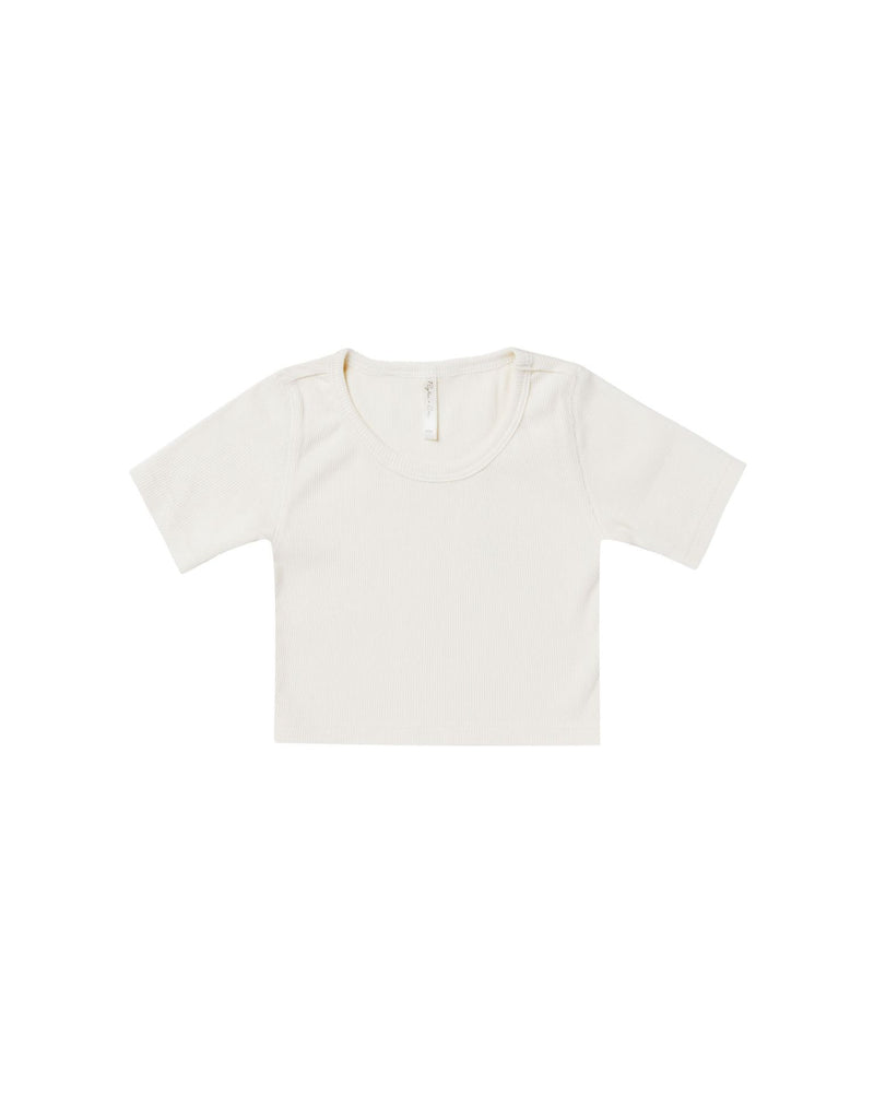 Ribbed Scoop Tee - Ivory