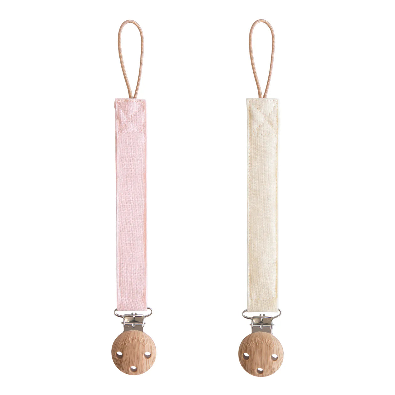 Linen Pacifier Clip 2-Pack -Blush/Cream