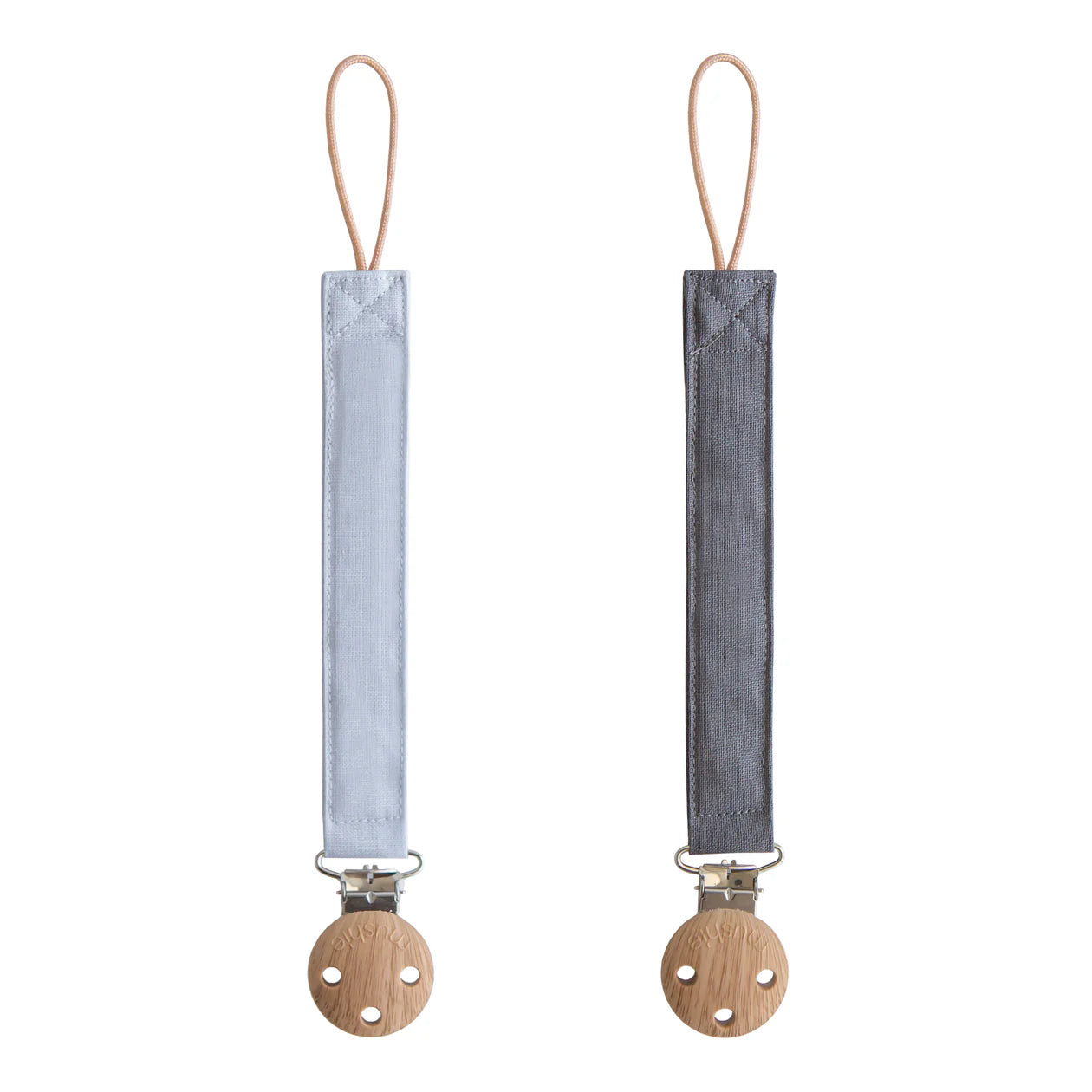 Linen Pacifier Clip 2-Pack - Powder Blue/Deep Sea