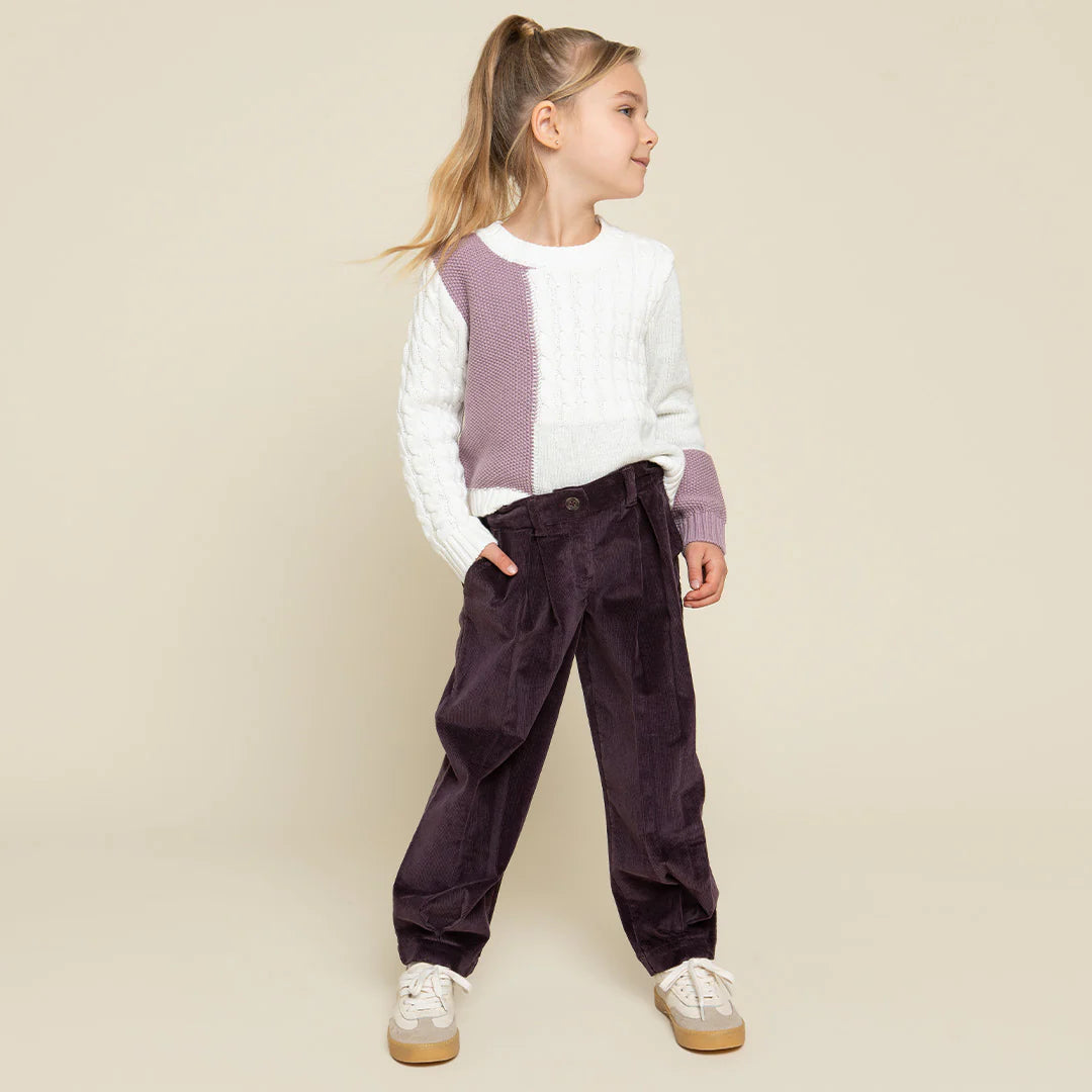 Elderberry Color Block Knit Sweater