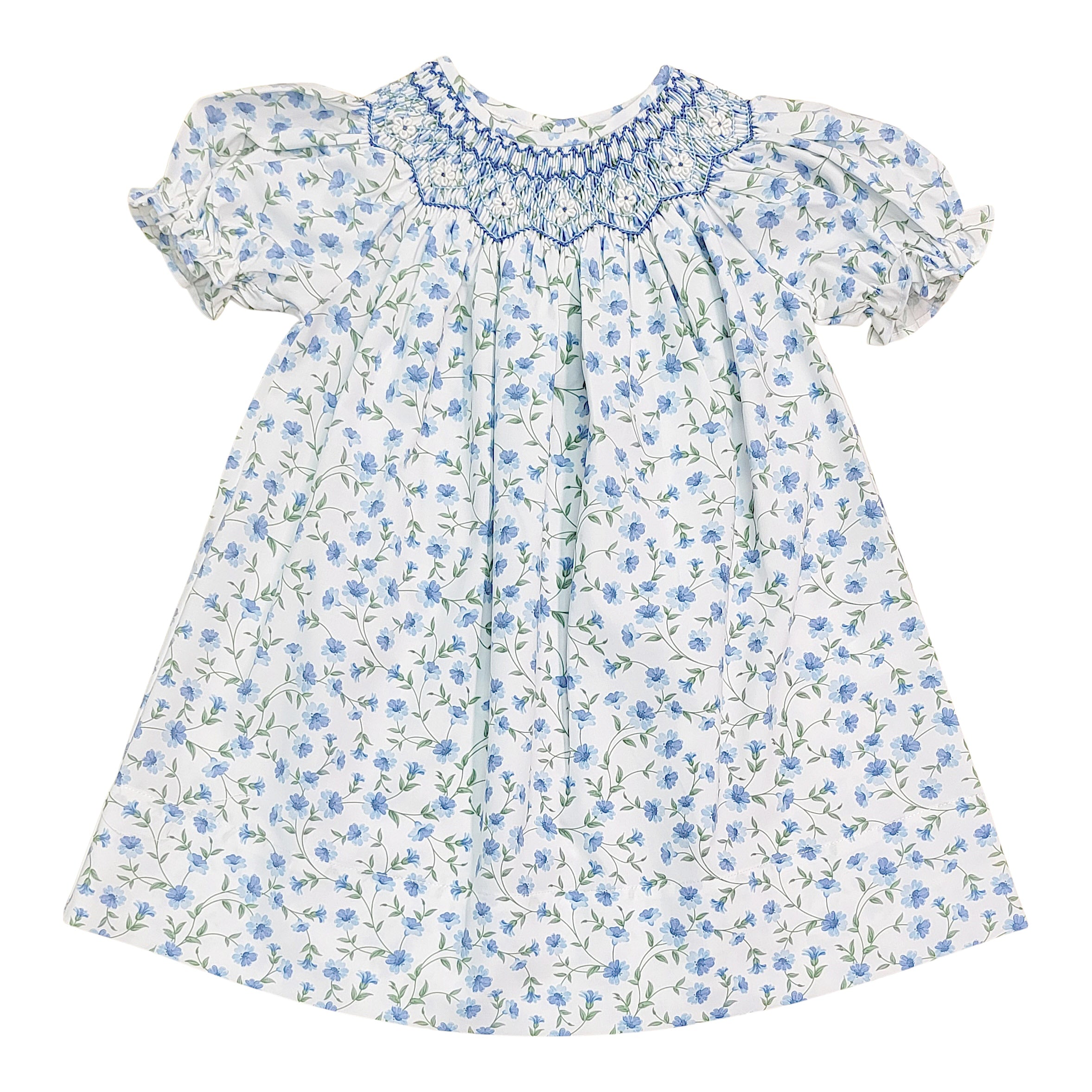 Glory Blue Floral Smocked Dress