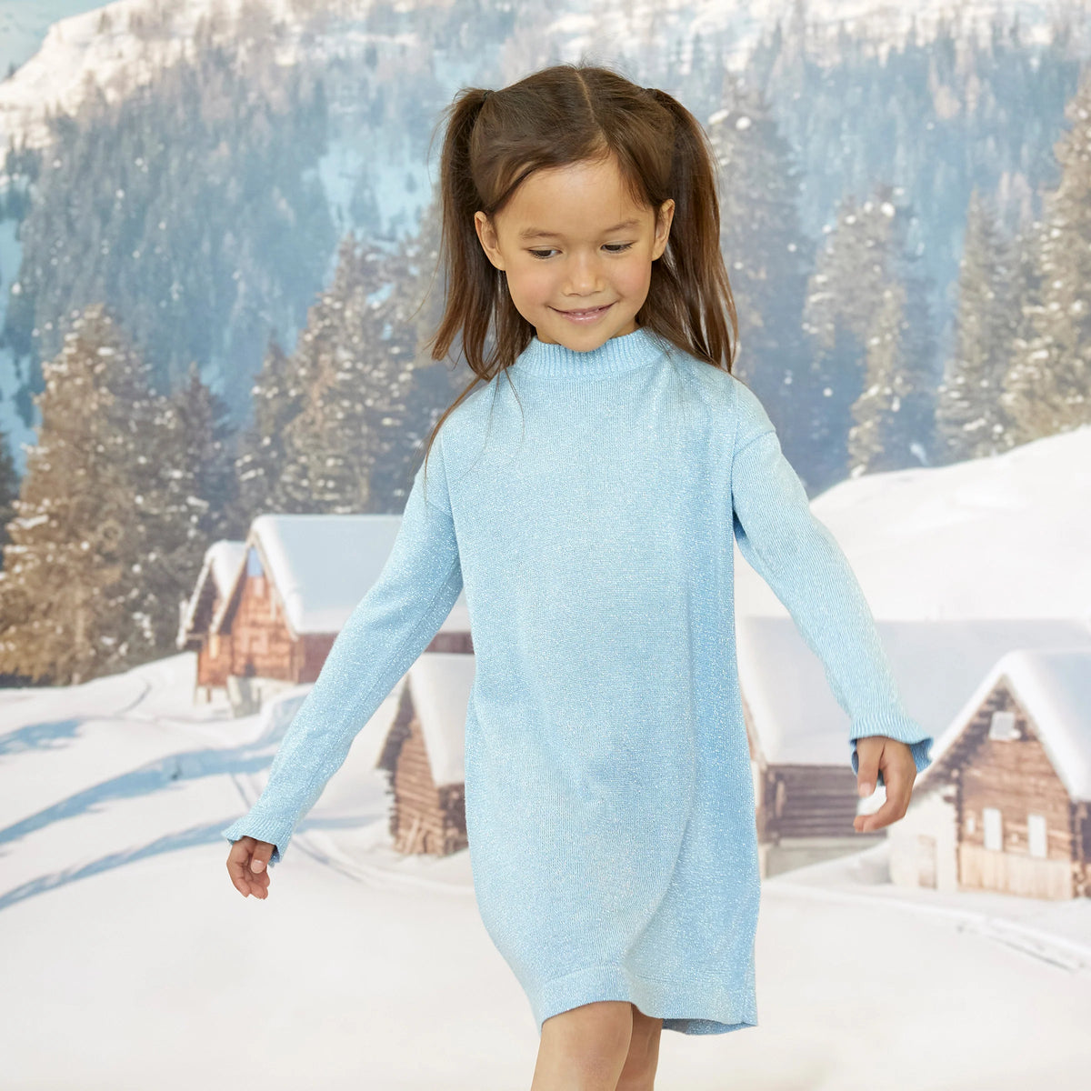 Angel Blue Lurex Knit Sweater Dress