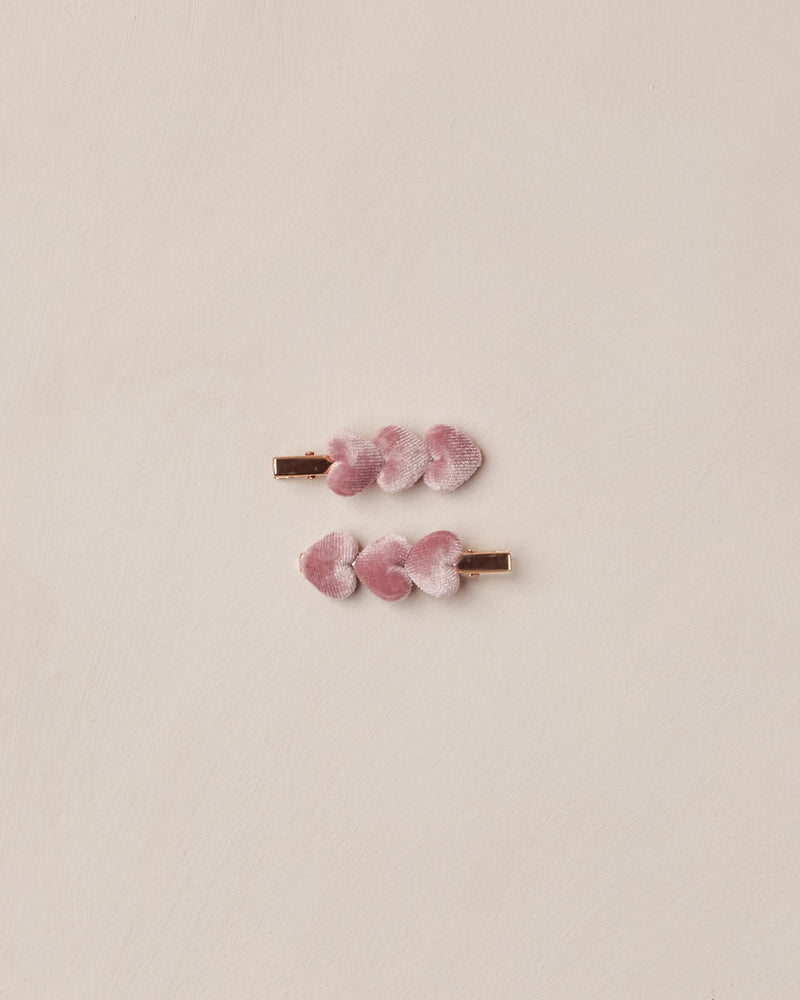 Velvet Heart Clips | Raspberry