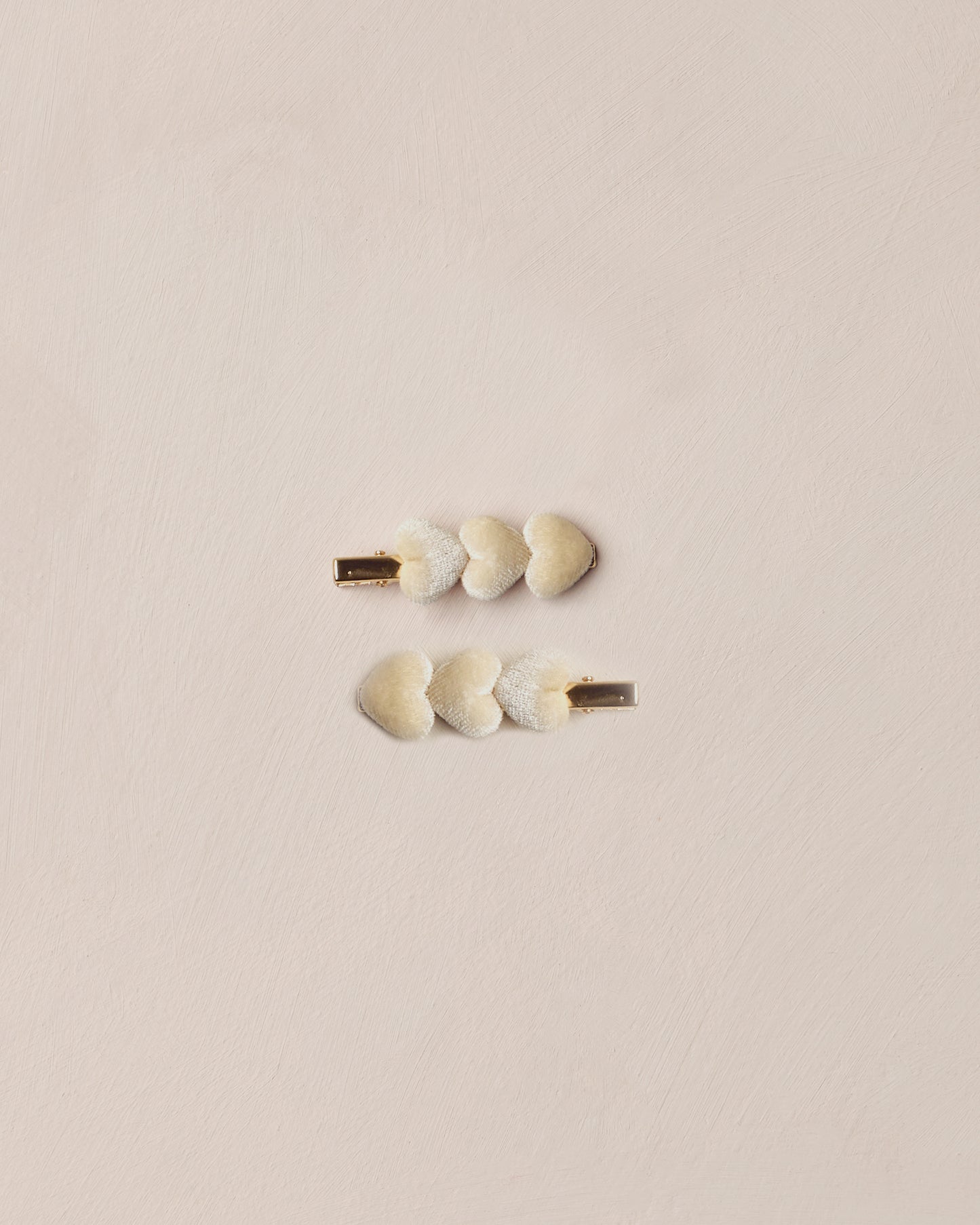 Velvet Heart Clips | Ecru