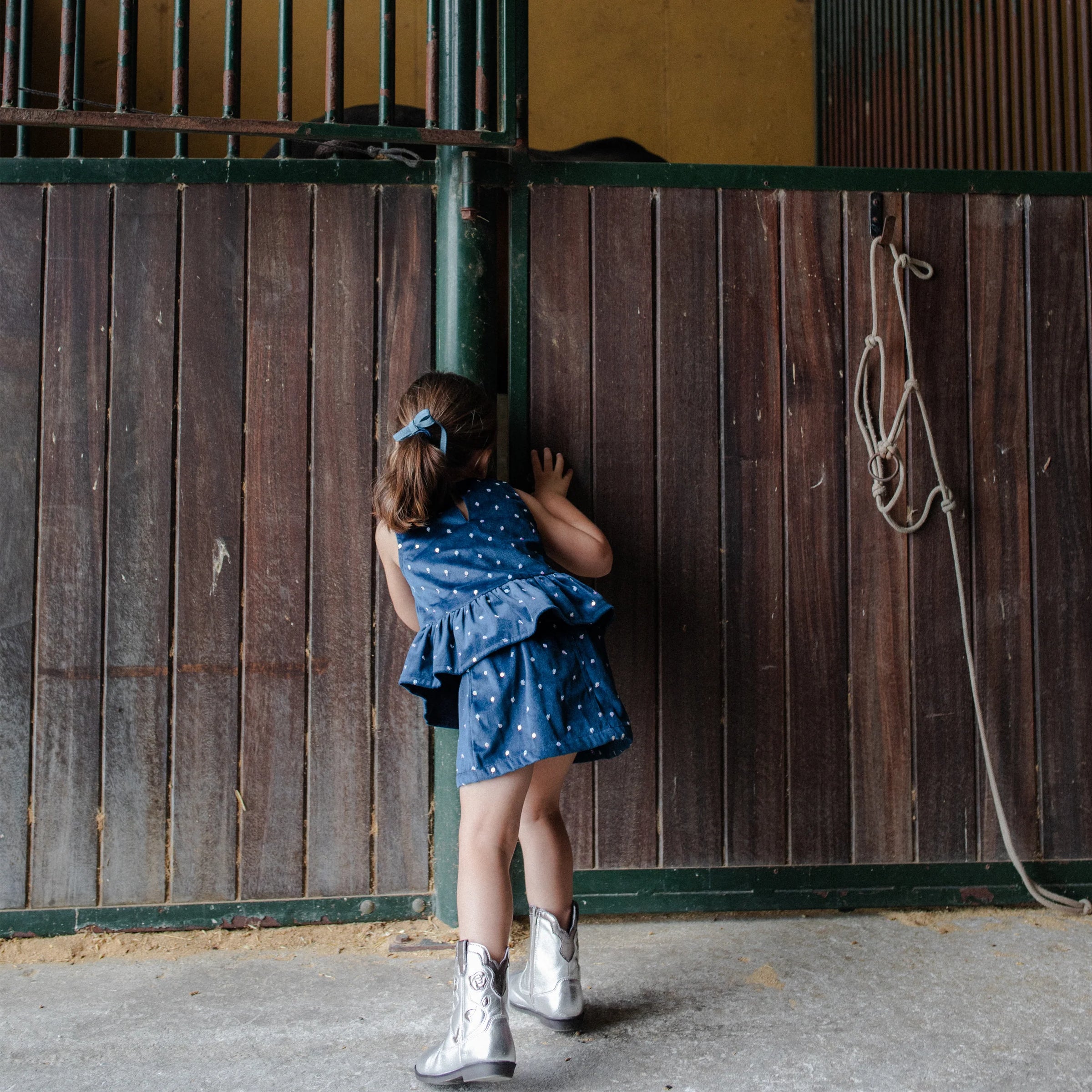 Navy Sequin Velvet Top & Skirt Set
